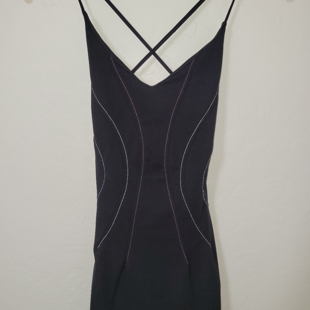 Vintage Y2K Slip Dress Yigal Azrouel Black Mermaid Embroidered Whimsygoth Small - Picture 6 of 7